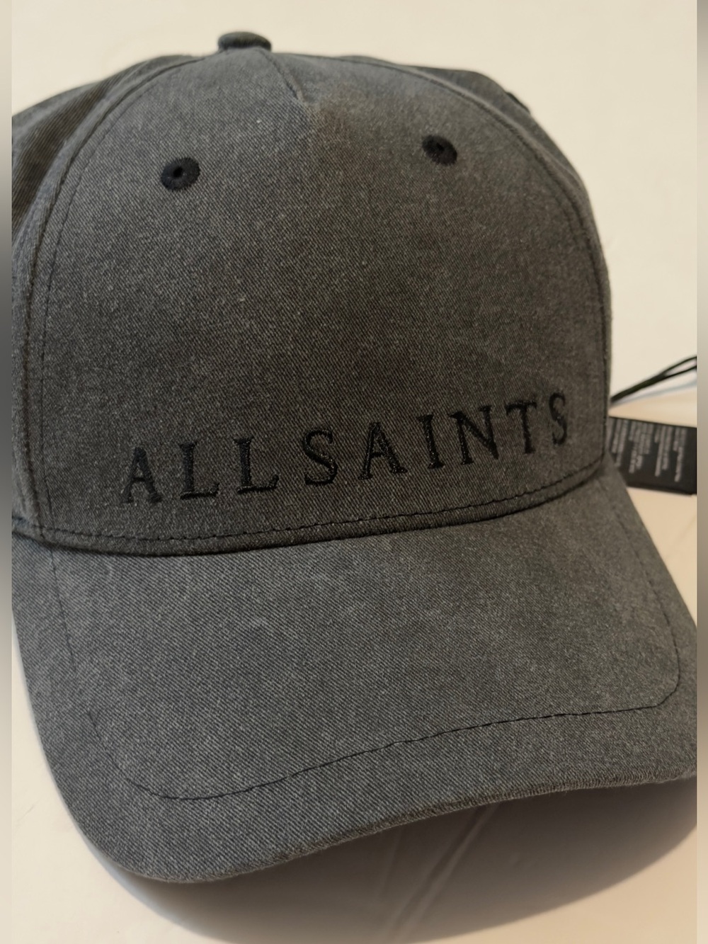 All Saints Gray Embroidered Logo Baseball Cap